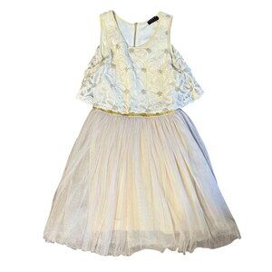 $89 Hannah Banana Big Girl 14/16 Easter Dress Ivory Tulle Midi Gold Sara Sara
